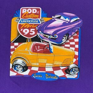 VINTAGE 1995 ROD AND CUSTOM AMERICRUISE SINGLE STITCH T SHIRT LINCOLN NEBRASKA